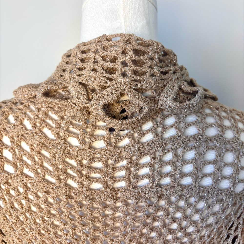 Roamans Crochet Lace Starburst Cardigan 3/4 Bell Sleeve Sz 12 - Picture 8 of 12